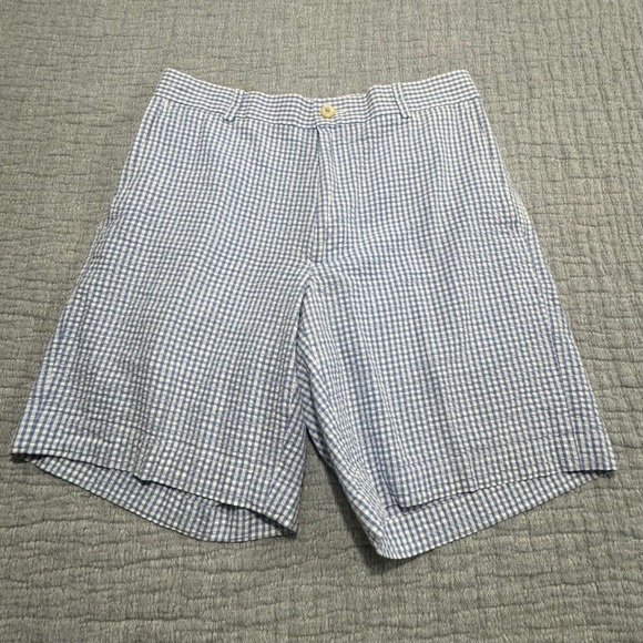 Southern Tide Other - Southern Tide Shorts Mens 30x8 Blue Gingham Seersucker Flat Front Skipjack Check